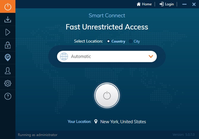 Ivacy VPN начальный экран