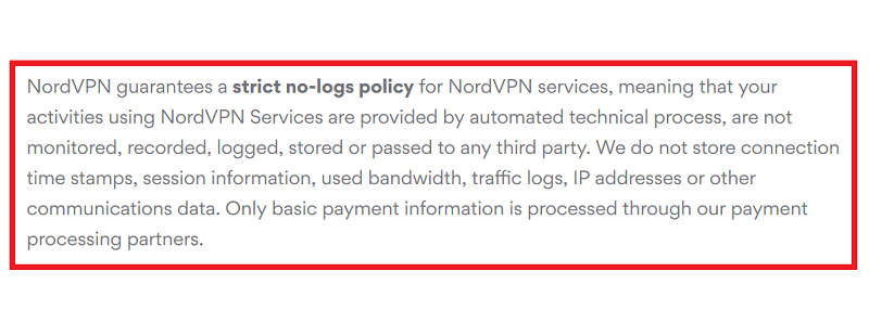 nordvpn-каротаж политики-тос
