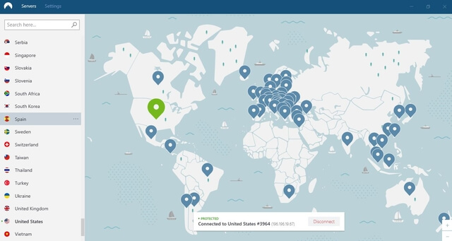 nordvpn карта мира